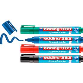 edding 383 Flipchart-Marker, Keilspitze, farbsortiert, 4er Set