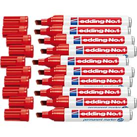 edding No.1 permanent Marker, 10 Stück, rot