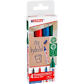 EDDING Permanent Marker 3000, 4 Stück, farbig sortiert