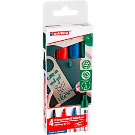 EDDING permanent marker 3300, with wedge tip, 4 pieces, assorted