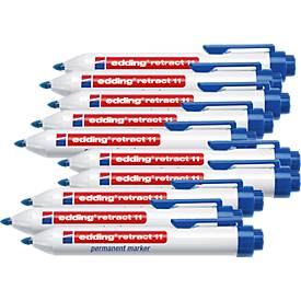 edding retract 11 Permanentmarker, ohne Kappe, mit Druckmechanik, 10 Stück, blau