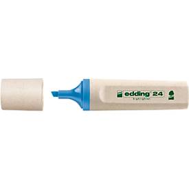 edding Textmarker 24 EcoLine, zu 90 % aus nachwachsenden Rohstoffen, Blauer Engel, nachfüllbar, Schreibfarbe blau, 10 Stück