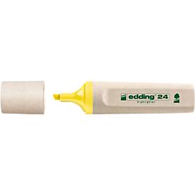 edding Textmarker 24 EcoLine, zu 90 % aus nachwachsenden Rohstoffen, Blauer Engel, nachfüllbar, Schreibfarbe gelb, 10 Stück