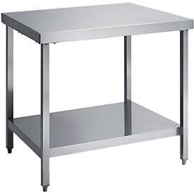 Edelstahl-Arbeitstisch, mit Boden, 1200 x 700 x 850 mm