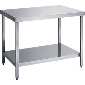 Edelstahl-Arbeitstisch, mit Boden, 1400 x 600 x 850 mm