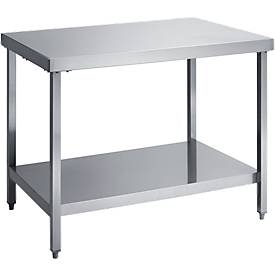 Edelstahl-Arbeitstisch, mit Boden, 1400 x 700 x 850 mm