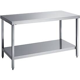Edelstahl-Arbeitstisch, mit Boden, 1800 x 600 x 850 mm