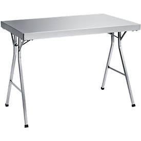 Edelstahl-Arbeitstisch mit klappbarem Fußgestell, 1200x600x850 mm