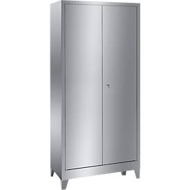 Edelstahl-Flügeltürenschrank, 2-türig, mit 4 Füßen, B 1000 x T 400/500/600 x H 1950 mm