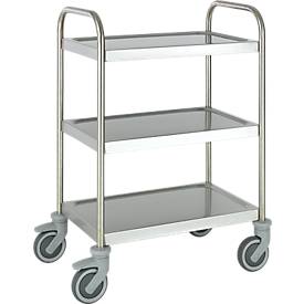Edelstahl-Servierwagen mit 3 Böden, B 1045 x T 645 mm