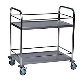 Edelstahl-Tischwagen 2 Etagen, mit Berandung, 825 x 500 mm
