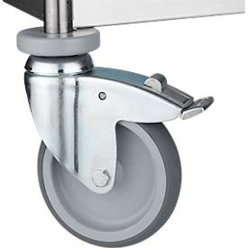 Edelstahlwagen, B 1045 x T 645 mm, Vollgummi, Radgehäuse verzinkt