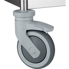 Edelstahlwagen, B 675 x T 445 mm, Vollgummi, Radgehäuse Kunststoff