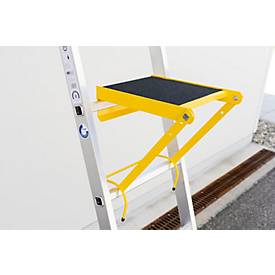 Einhängepodest für Munk Sprossenleitern, Aluminium, pulverbeschichtet, R13 Rutschhemmung, bis 150 kg belastbar, rapsgelb RAL 1021