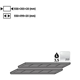 Einlegewanne für asecos Sicherheitsschränke der UB90 und UB30 Serie, Polyethylen, schwarz, B 936 x T 205 x H 20 mm, 3,5 