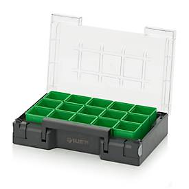 Image of Einsatzkasten-Set für Sortimentskasten 300 x 200 mm, ABS-Kunststoff, Rastergröße 1 x 1, grün, 15-teilig
