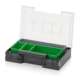 Image of Einsatzkasten-Set für Sortimentskasten 300 x 200 mm, ABS-Kunststoff, Rastergrößen 1 x 5, 1 x 2 und 2 x 3, grau/grün, 4-teilig