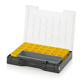 Image of Einsatzkasten-Set für Sortimentskasten 400 x 300 mm, ABS-Kunststoff, Rastergrößen 2 x 6, 1 x 1, grau/gelb, 24-teilig