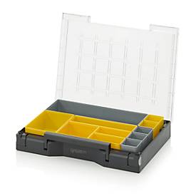 Image of Einsatzkasten-Set für Sortimentskasten 400 x 300 mm, ABS-Kunststoff, verschied. Rastergrößen, grau/gelb, 11-teilig
