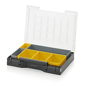 Image of Einsatzkasten-Set für Sortimentskasten 400 x 300 mm, ABS-Kunststoff, verschied. Rastergrößen, grau/gelb, 6-teilig