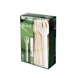 Einweg Besteck Papstar Pure, Gabeln, L 155 mm, biologisch abbaubar, aus FSC®-zertifiziertem Papier, weiß, 100 Stück