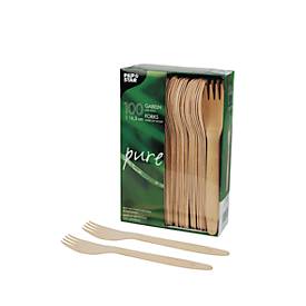 Einweg Besteck Papstar Pure, Gabeln, L 165 mm, biologisch abbaubar, aus FSC®-zertifiziertem Birkenholz, hellbraun, 100 Stück