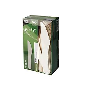 Einweg Besteck Papstar Pure, Messer, L 158 mm, biologisch abbaubar, aus FSC®-zertifiziertem Papier, weiß, 100 Stück