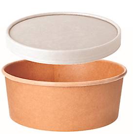 Einweg Salatschalen Papstar pure, 1300 ml, Ø 184 x H 70 mm, 50 Stk., biologisch abbaubar, nachwachsende Rohstoffe, PLA-Beschichtung, braun