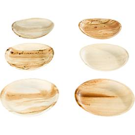 Einwegteller Papstar pure, ø 175 mm, 25 Stk., kompostierbar, hitzebeständig, individuelle Optik, aus Palmblatt, hellbraun