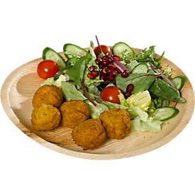 Einwegteller Papstar pure, ø 230 mm, 25 Stk., kompostierbar, hitzebeständig, individuelle Optik, aus Palmblatt, hellbraun