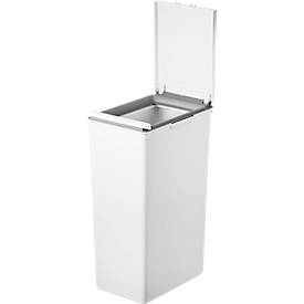 EKO Abfalleimer Morandi Touch, platzsparend, Kunststoff, Touch Bar-Mechanismus, B 245 x T 370 x H 630 mm, 40 Liter, weiß