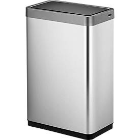 EKO Sensor-Abfalleimer Mirage X, 2 x 20 Liter, Edelstahl matt, fingerabdrucksicher, B 469 x T 279 x H 648 mm, silber/schwarz