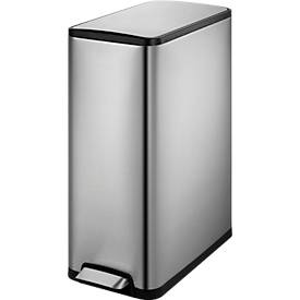EKO Treteimer Ecoslim, 45 Liter, Edelstahl matt, Fingerabdruckschutz, geräuschloser Deckel, B 276 x T 533 x H 661 mm, silber