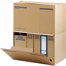 Elba Archivcontainer Tric, bis A4, Frontklappe, stapelbar, B 510 x T 330 x H 360 mm, Wellpappe, naturbraun, 5 Stück