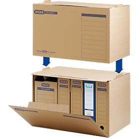 Elba Archivcontainer Tric, bis A4, Frontklappe, stapelbar, B 510 x T 330 x H 360 mm, Wellpappe, naturbraun, 5 Stück