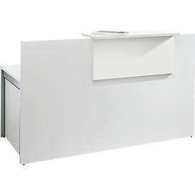 Empfangstheke Come-In, 1 Ablage, gerade, Breite 1600 mm, weiß/weiß