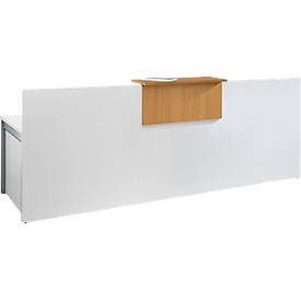 Empfangstheke Come-In, 1 Ablage, gerade, Breite 2400 mm, weiß/Buche-Dekor 