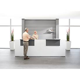 Empfangstheke Come-In, 2 Ablage, gerade, Breite 3200 mm, weiß/graphit 