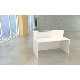 Empfangstheke Pisa, mit Ablage und Seitenplatten, B 1600 x T 800 x H 1100 mm, graphit/weiß