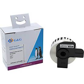Endlosetiketten G&G, kompatibel zu Brother DK-22210, selbstklebend, Thermopapier, weiß, 1 Rolle mit B 29 mm x L 30,48 m