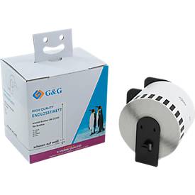 Endlosetiketten kompatibel zu Brother DK-22205, 62mm x 30,48m, Papier weiß, selbstklebend, permanent