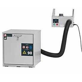 Entlüftungsmodul für asecos Sicherheitsschränke der K90, UB30 und UB90 Serie, Stahlblech, B 400 x T 200 x H 340 mm, 230 V, 45 W, 50 Hz, 2400 U/min