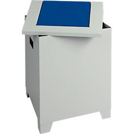 Entsorgungsbehälter, Stahlblech, grau, 73 l, B 400 x T 400 x H 680 mm, Deckel mit Pendeldeckel