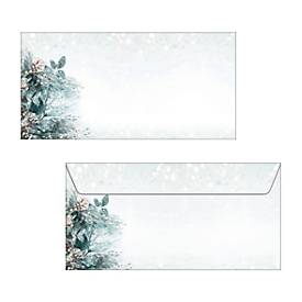 Enveloppe de Noël 'Eucalyptus magic', gommée, papier spécial 90g, impression jet d'encre &amp; laser, DIN long, 50 pièces