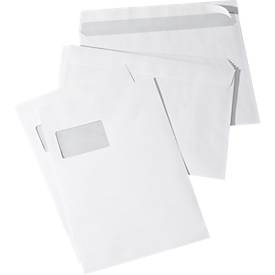 Enveloppes, 229 x 324 mm (C4), avec fenêtre, autocollantes, 250 pièces