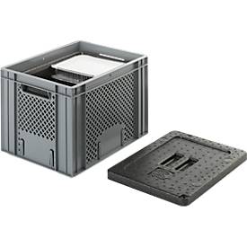 EPP-Isolierbox für Isolierbehälter, 12 l, mit Griffleiste, stapelbar, L 370 x B 270 x H 232 mm, schwarz