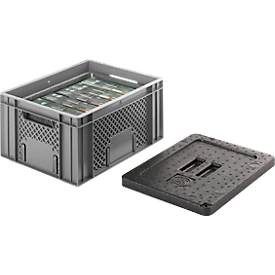 EPP-Isolierbox für Isolierbehälter, 8 l, mit Griffleiste, stapelbar, L 370 x B 270 x H 147 mm, schwarz