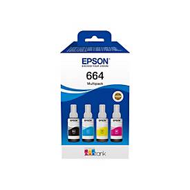 Epson EcoTank 664 - 4er-Pack - Schwarz, Gelb, Cyan, Magenta - original - Tintenbehälter - für Epson L380, L395, L495; Ec