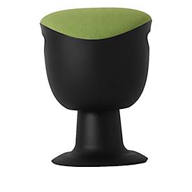 Ergo-kruk, in hoogte verstelbaar en kantelbaar, verzonken handgreep, voetplaat met glijders, tot 110 kg, B 380 x D 360 x H 460-560 mm, groen/zwart