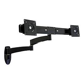 Ergotron 200 Series - Befestigungskit (Wandbefestigung, Doppelgelenkarm, Querstange, 2 Aufsätze, 2 VESA-Adapter) - einstellbarer Arm - für 2 LCD-Displays - Stahl - Schwarz - Bildschirmgröße: bis zu 55,9 cm (bis zu 22 Zoll)